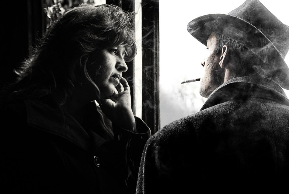 Black and white photo of the dialogue between man and woman