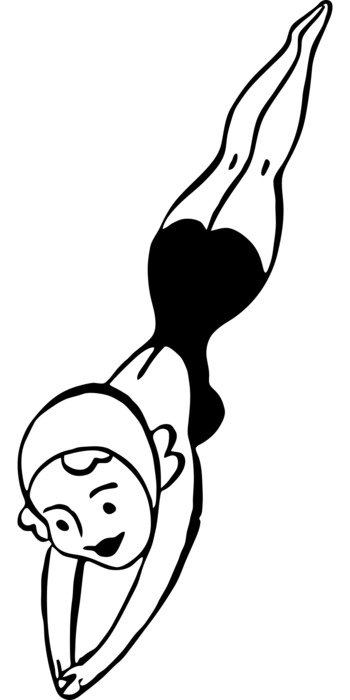 Black And White İllustration of diver