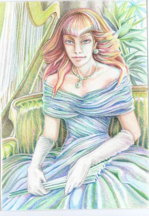 graphic portrait of a womanwith watercolor effect