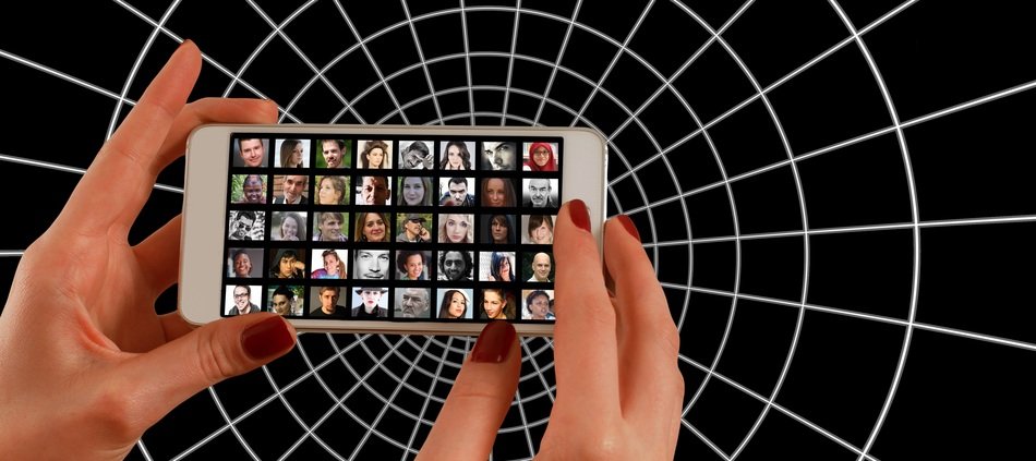 smartphone display with photo collage