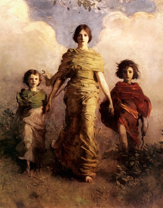 painting in the form of mothers with children