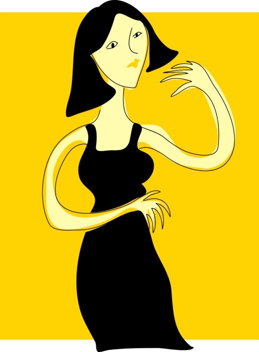 drawing of a girl on a yellow background