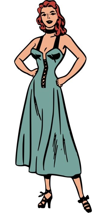 Blue Comics Dress drawing free image download