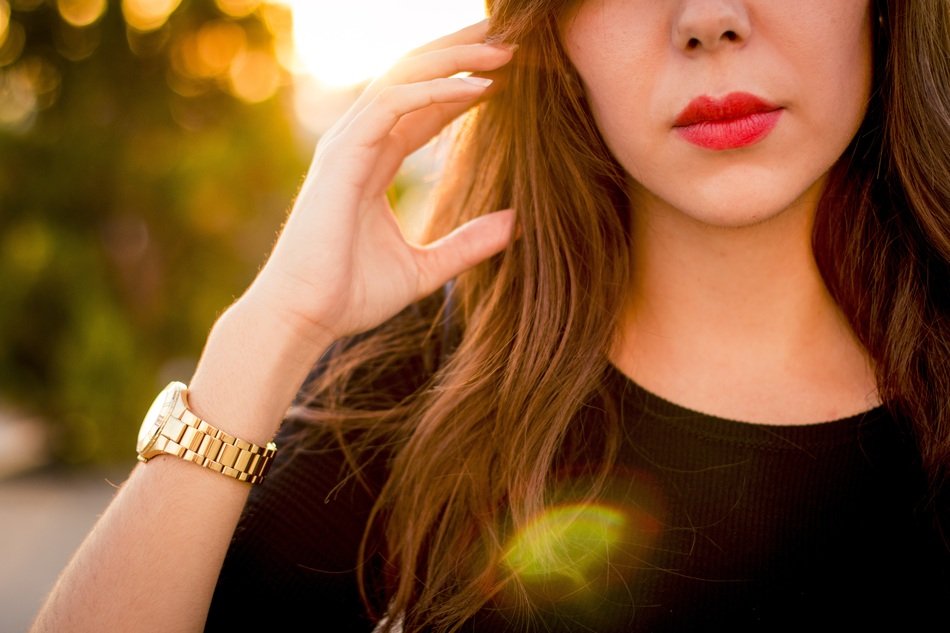 portrait of a girl with a gold watch