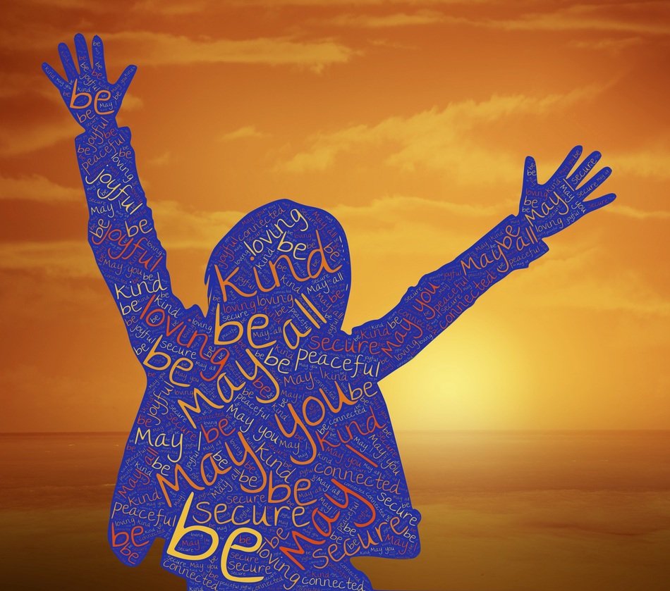 Thankful kind person and sunset clipart