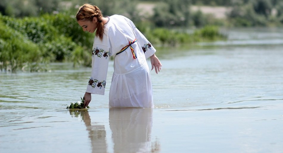 girl in a white dress in the water