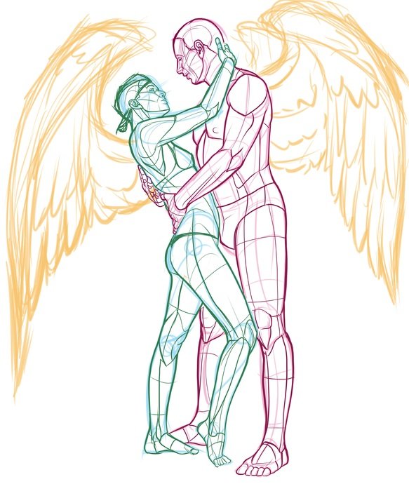 pair of arms and angel wings drawing