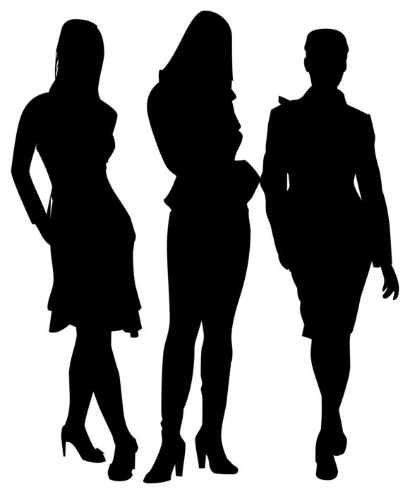 silhouettes of girls on a white background
