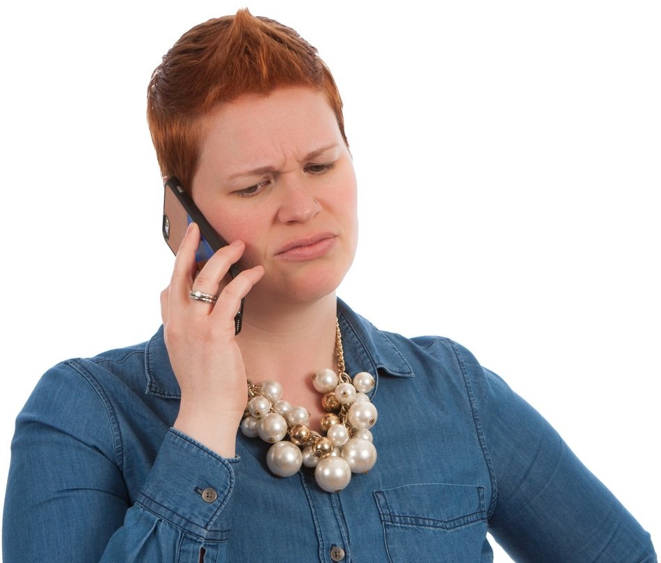 red hair woman on phone