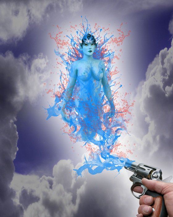 Clip art of blue Woman from the revolver