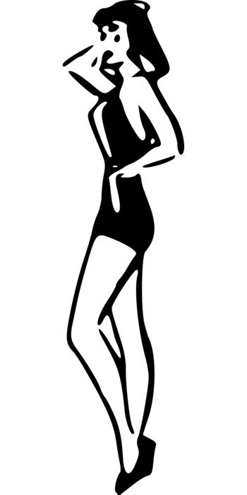 female silhouette of a retro model