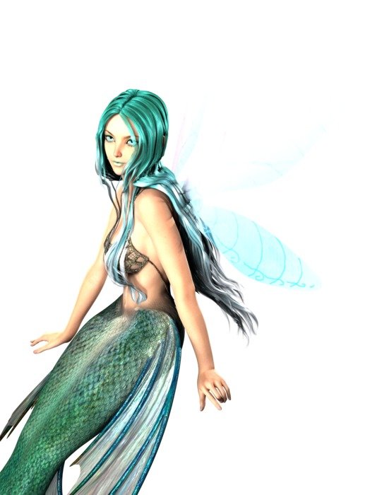 digital mermaid with green hair