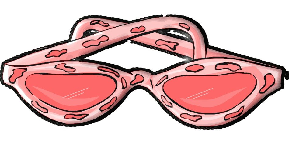 drawing of pink glasses on a white background