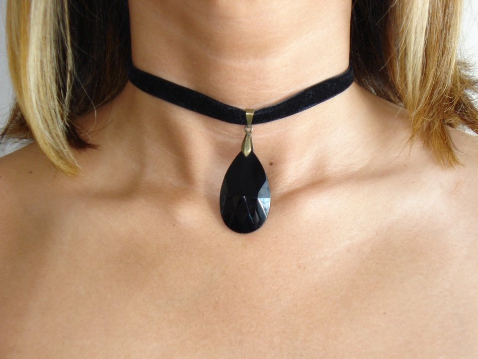 black choker on the neck