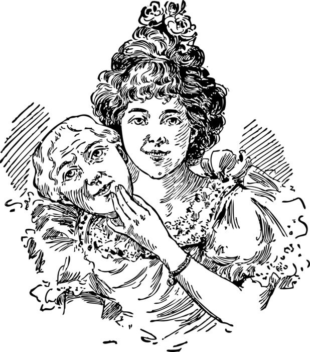 clipart of the two-faced woman