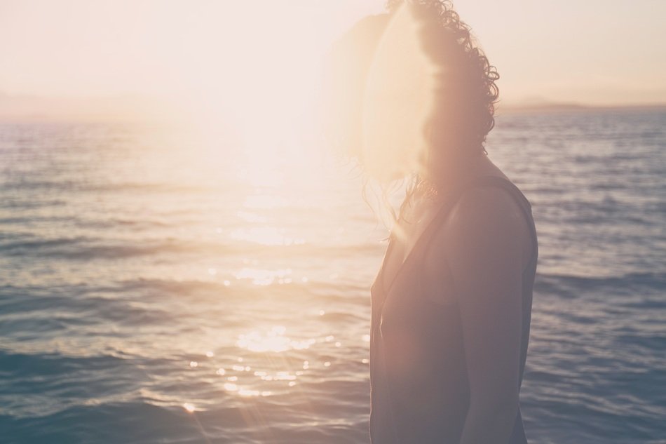 Woman near the ocen