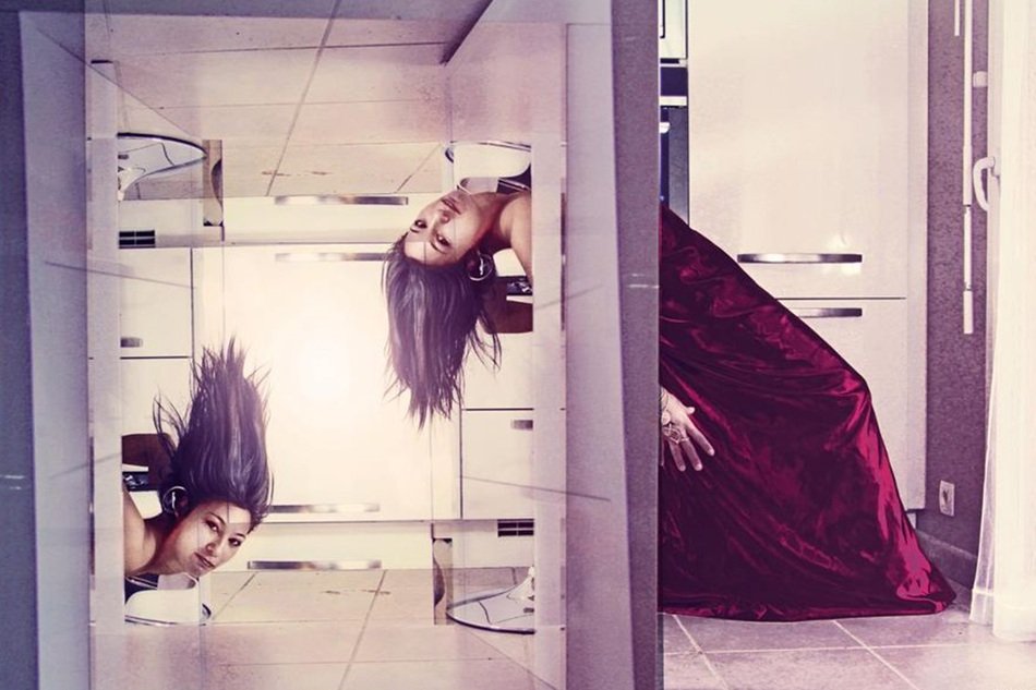 graphic image of a girl in the kitchen