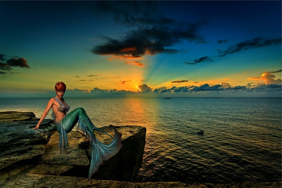 digital mermaid on the coast