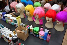 dolls with colorful wigs