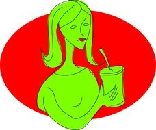 green drinking woman