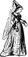 image of a woman in a long dress in a cap