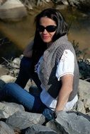 Woman Relax on the rocks