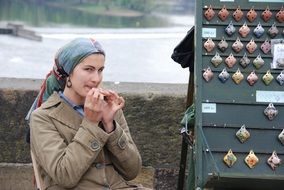 woman playing flute