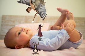 fairy fantasy of baby, collage