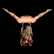 Top down view of the nude woman