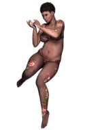 naked girl with pictures on her legs