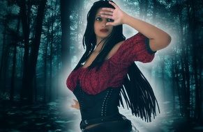 Mystical Forest Woman poster drawing