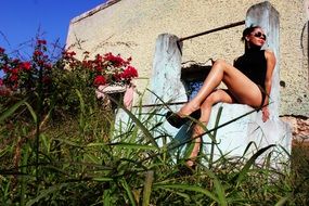 Fashion Model, Beautiful girl posing outdoor