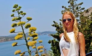 blond Girl with Flower