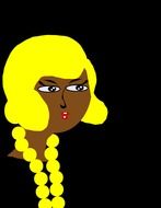 clipart of Black Girl with yellow hair