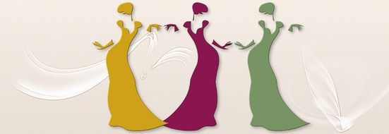women's silhouettes in dresses of different colors