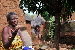 living african woman in village