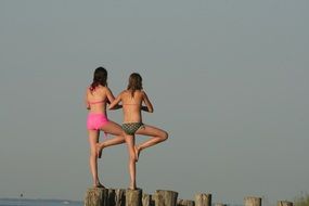 girls in yoga posture