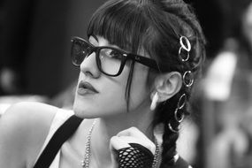 Girl in Fashion Glasses Portrait
