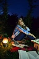 nice girl in the evening in a hike