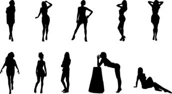 female silhouettes in different poses