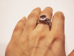 female hand with a ring on a finger