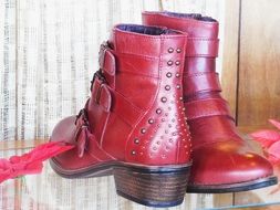 red leather shoes