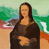 drawing of a woman on a colored background