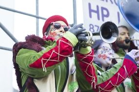 musicians in carnival costumes