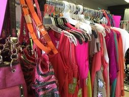 clothes on hangers in the store