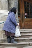 old lady begging