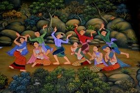 painting with a image of dancing people