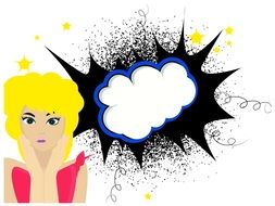 drawn surprised girl and thought bubble