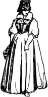 black-white image of a woman in a dress with a veil