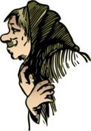 drawn profile of an old woman in a headscarf